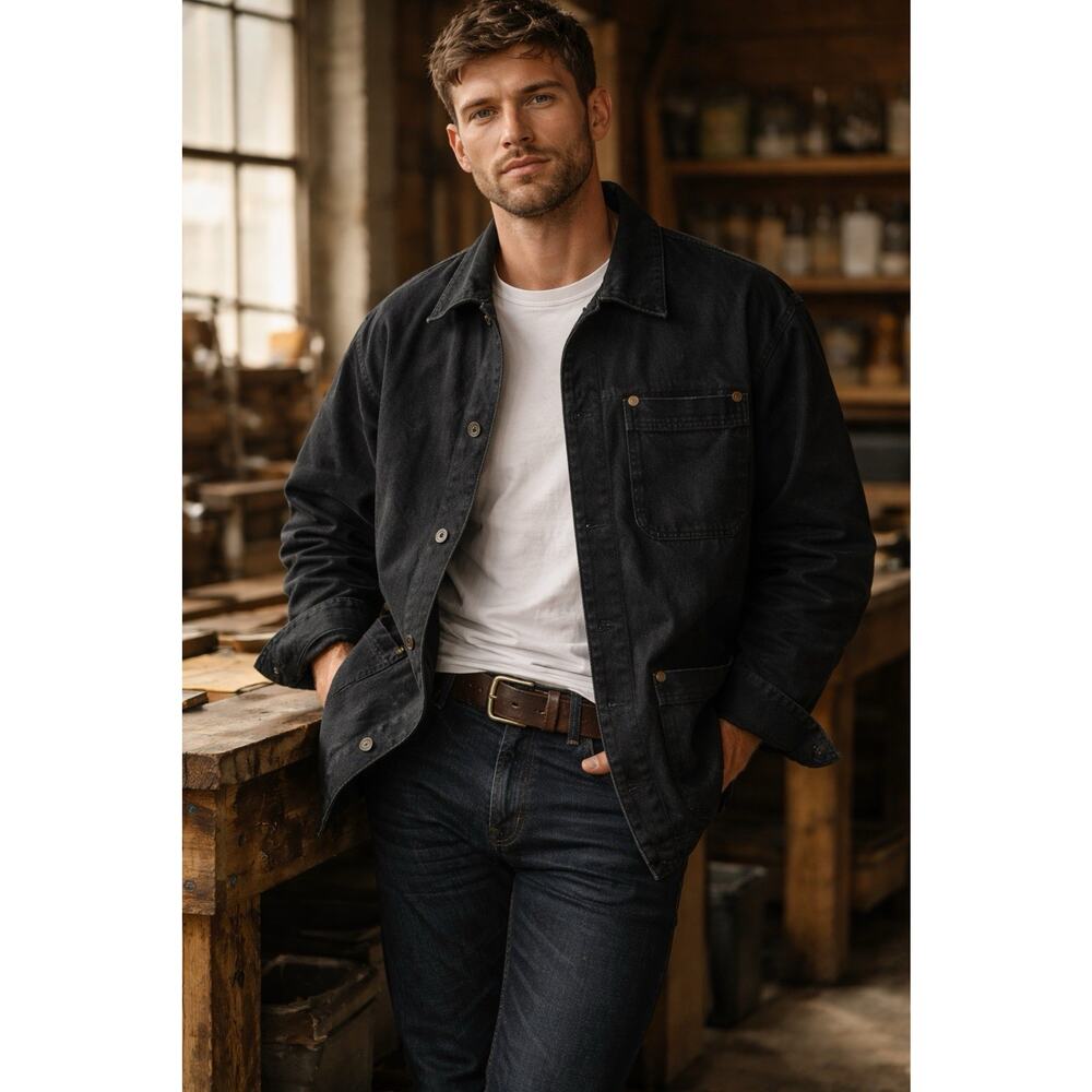 Zip Code Chore Coat Jacket Oversized Workwear Utility Sz L. FITS LIKE A SIZE XL